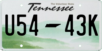 TN license plate U5443K