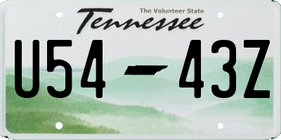 TN license plate U5443Z
