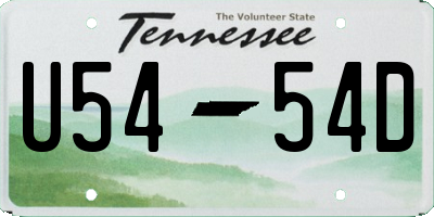 TN license plate U5454D