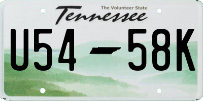 TN license plate U5458K