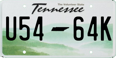 TN license plate U5464K