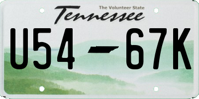 TN license plate U5467K
