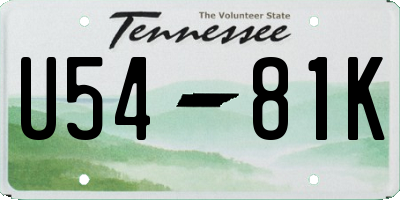 TN license plate U5481K