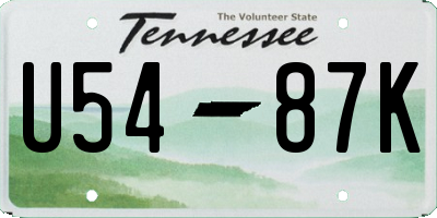 TN license plate U5487K