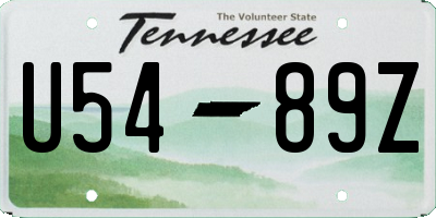 TN license plate U5489Z