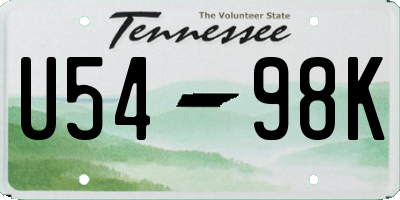 TN license plate U5498K