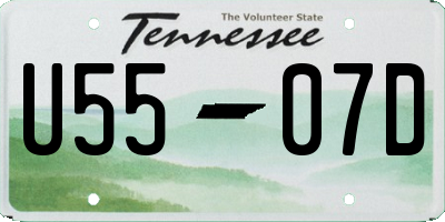 TN license plate U5507D