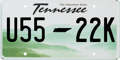 TN license plate U5522K