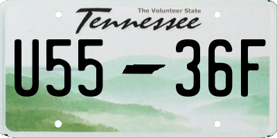 TN license plate U5536F