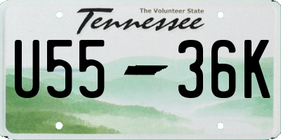 TN license plate U5536K
