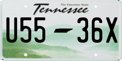 TN license plate U5536X