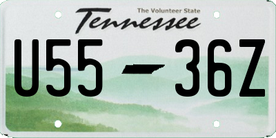 TN license plate U5536Z