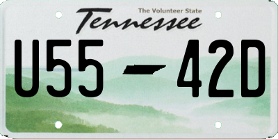 TN license plate U5542D