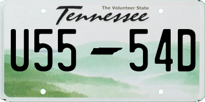 TN license plate U5554D