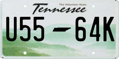 TN license plate U5564K