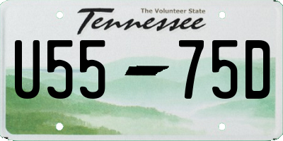 TN license plate U5575D