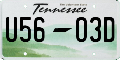 TN license plate U5603D