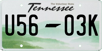 TN license plate U5603K