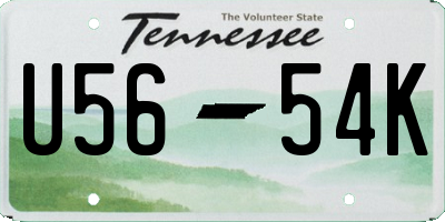 TN license plate U5654K