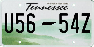 TN license plate U5654Z