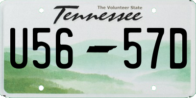 TN license plate U5657D