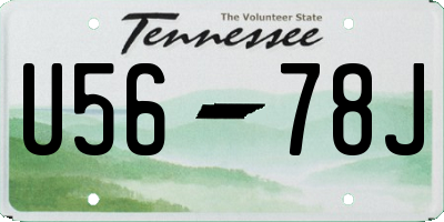 TN license plate U5678J