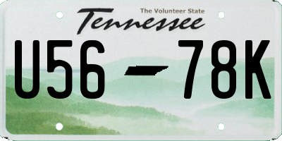 TN license plate U5678K