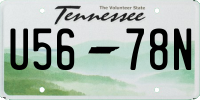 TN license plate U5678N