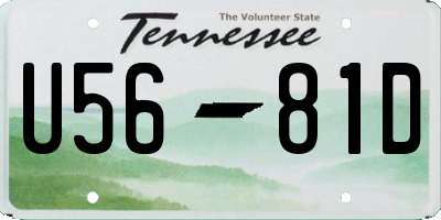 TN license plate U5681D