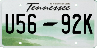 TN license plate U5692K