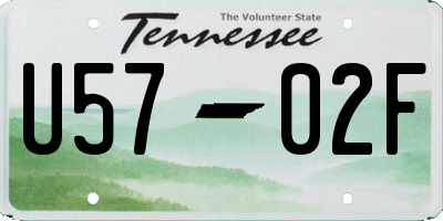 TN license plate U5702F