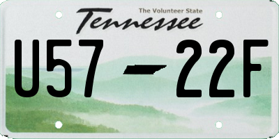 TN license plate U5722F