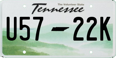 TN license plate U5722K