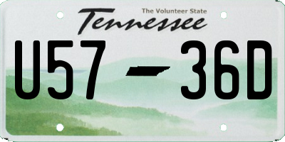 TN license plate U5736D