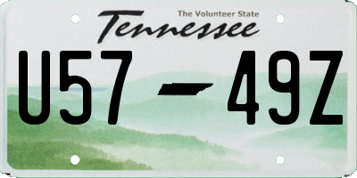 TN license plate U5749Z