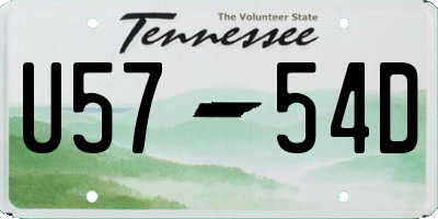 TN license plate U5754D