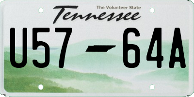 TN license plate U5764A