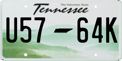 TN license plate U5764K