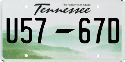 TN license plate U5767D