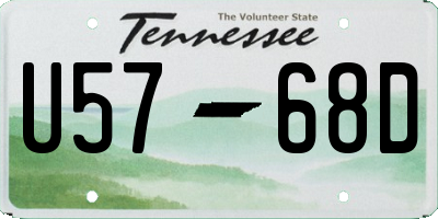 TN license plate U5768D