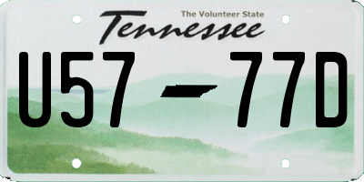 TN license plate U5777D