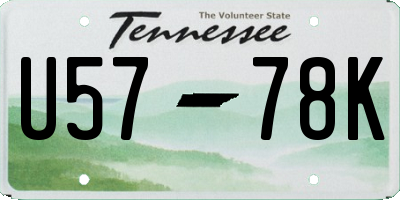 TN license plate U5778K