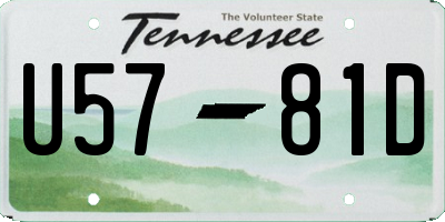 TN license plate U5781D
