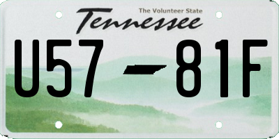 TN license plate U5781F