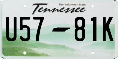 TN license plate U5781K