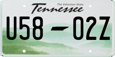 TN license plate U5802Z