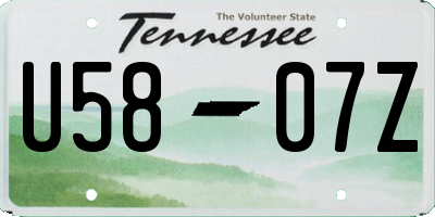 TN license plate U5807Z