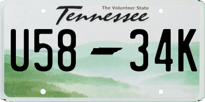 TN license plate U5834K