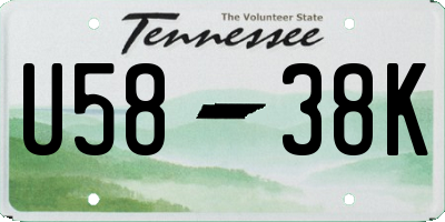 TN license plate U5838K