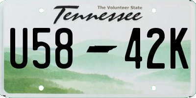 TN license plate U5842K
